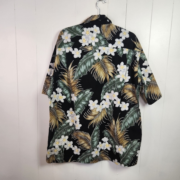 Vintage Short Sleeve Button Tropical Floral Hawaiian Black Shirt Mens XL Hawaii - Picture 3 of 7